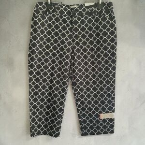 St Johns Bay Crop Pants Women 10 Slender Classic Fit Black White Bold Minimalist